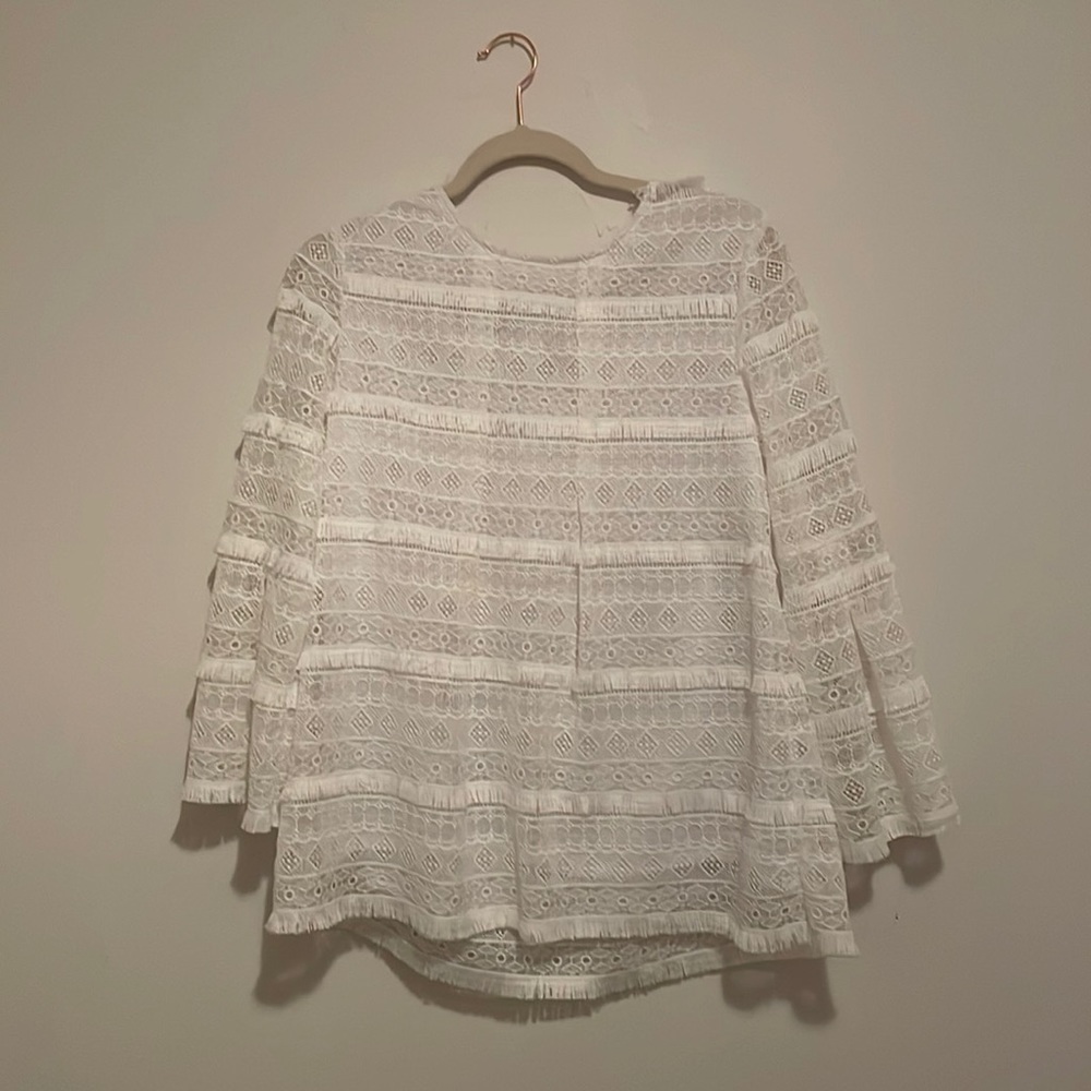 Sara Campbell white blouse